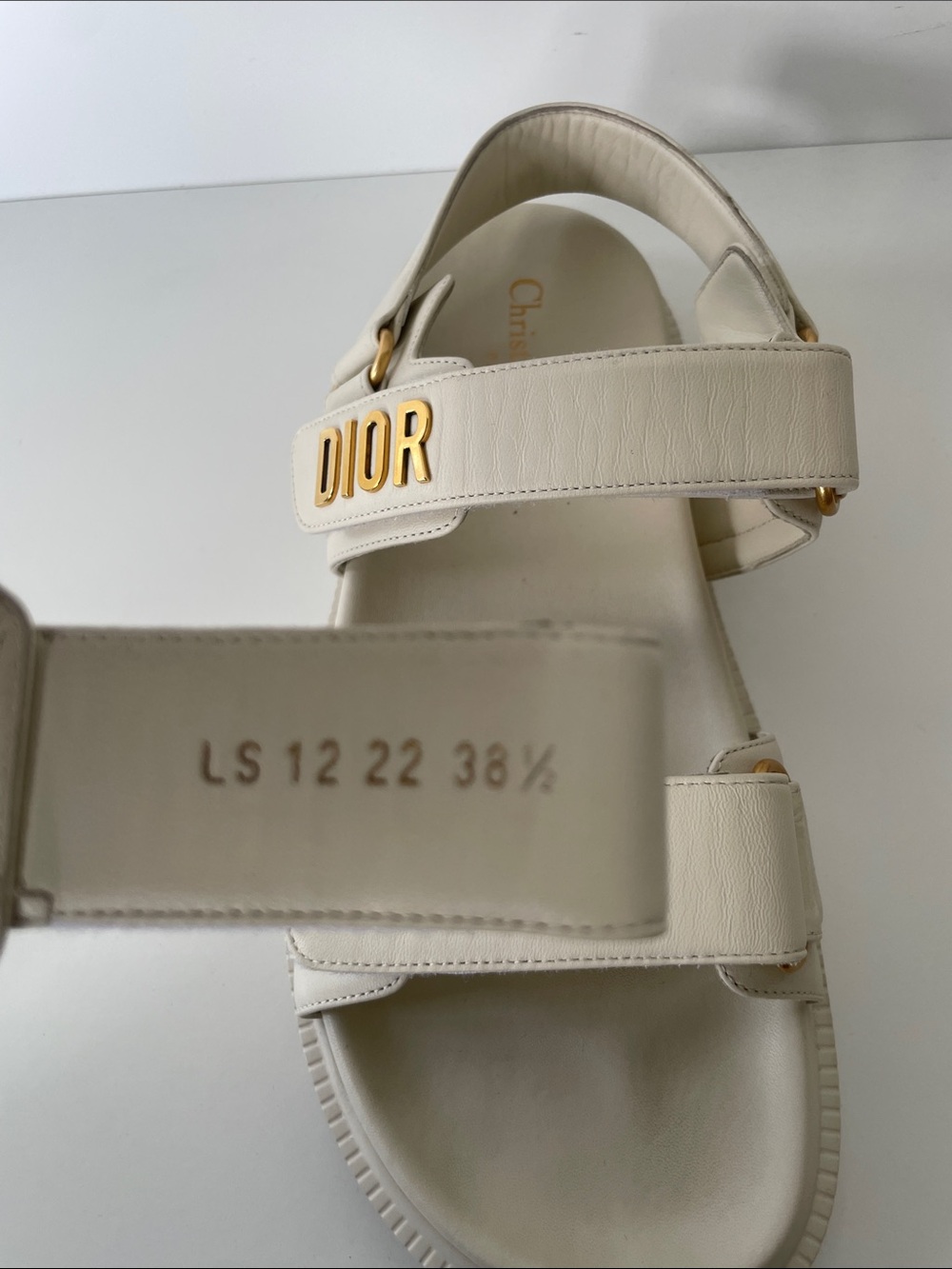 Dior Dioract Cream Leather Sandals size 38.5 - Picture 6 of 9